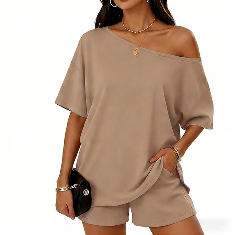 Women’s Off-Shoulder Top & Shorts 2-Piece Set