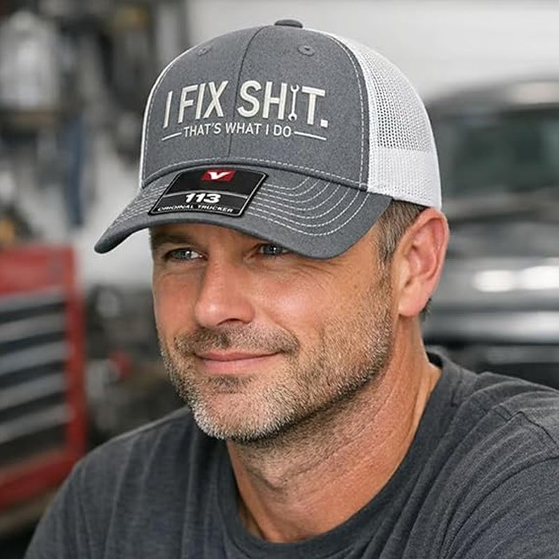 🧢 50% OFF NOW! 🛠️ "I Fix Shit" Embroidered Trucker Hat – Funny Mechanic Design, Breathable Mesh & Perfect for Workshop or Garage 🚗