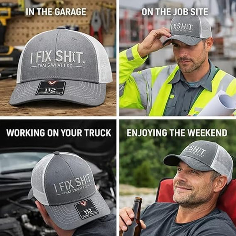 🧢 50% OFF NOW! 🛠️ "I Fix Shit" Embroidered Trucker Hat – Funny Mechanic Design, Breathable Mesh & Perfect for Workshop or Garage 🚗