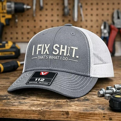 🧢 50% OFF NOW! 🛠️ "I Fix Shit" Embroidered Trucker Hat – Funny Mechanic Design, Breathable Mesh & Perfect for Workshop or Garage 🚗