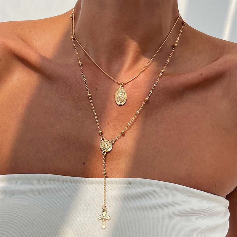 🌸LAST DAY SPECIAL PRICE!!🌸Layered Gold Cross Necklaces for Women