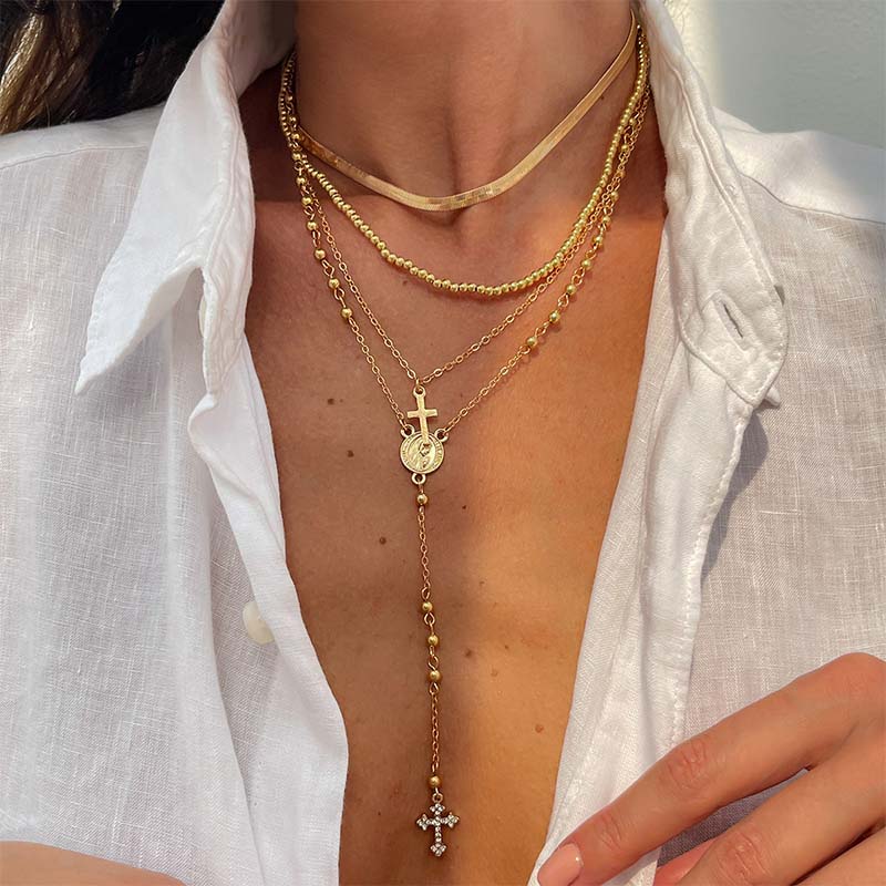 🌸LAST DAY SPECIAL PRICE!!🌸Layered Gold Cross Necklaces for Women