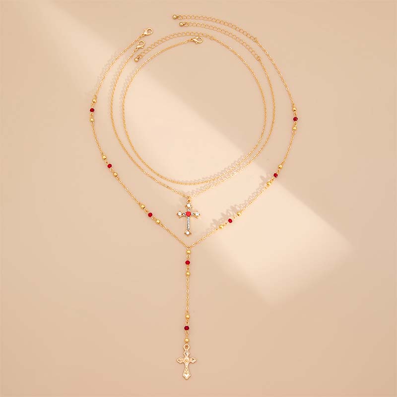 🌸LAST DAY SPECIAL PRICE!!🌸Layered Gold Cross Necklaces for Women