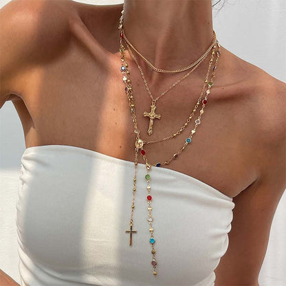 🌸LAST DAY SPECIAL PRICE!!🌸Layered Gold Cross Necklaces for Women