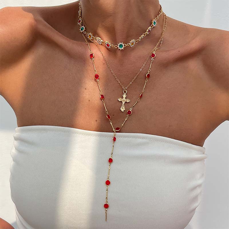🌸LAST DAY SPECIAL PRICE!!🌸Layered Gold Cross Necklaces for Women