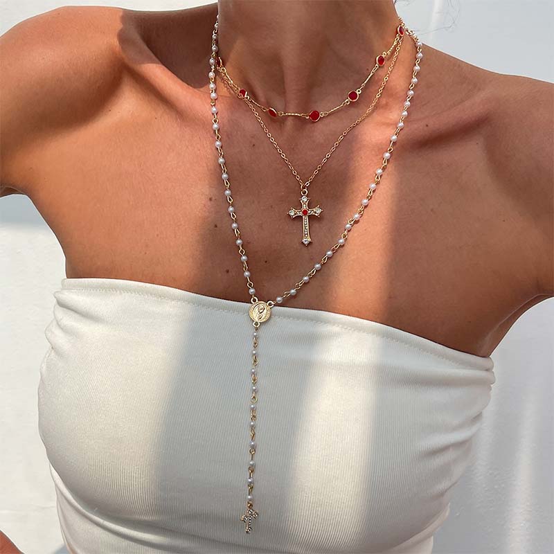 🌸LAST DAY SPECIAL PRICE!!🌸Layered Gold Cross Necklaces for Women
