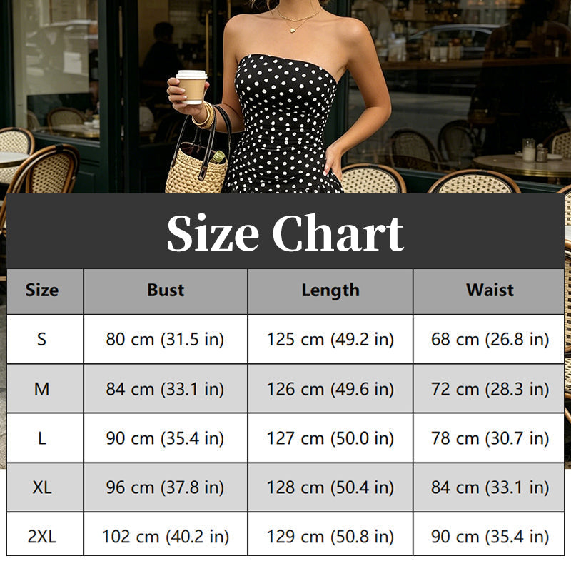 ⚫👗Last Day Special Price:£ 19.99!!!✨ Women's Polka Dot Strapless Dress - Elegant Vacation Essential! ✨