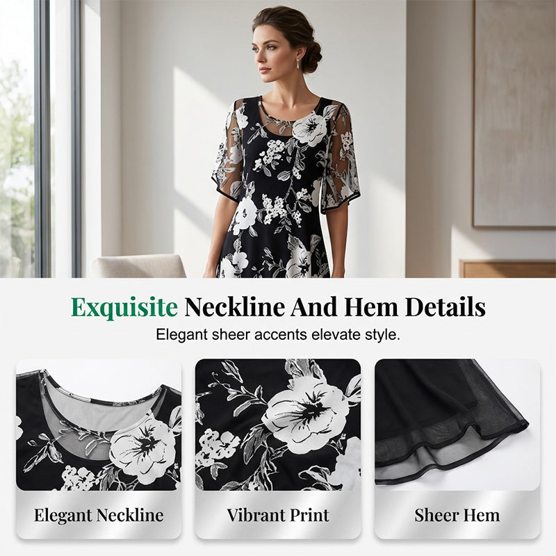 🔥Hot Deals-Women's Elegant Floral Print Chiffon Dress