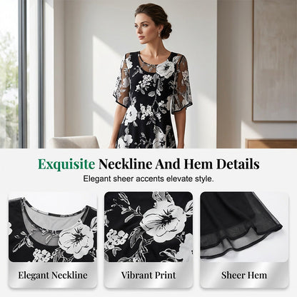 🔥Hot Deals-Women's Elegant Floral Print Chiffon Dress