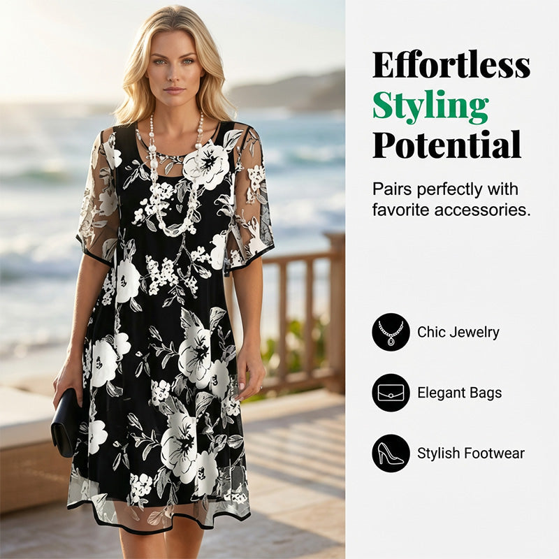 🔥Hot Deals-Women's Elegant Floral Print Chiffon Dress