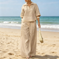 Women's Casual Top & Wide-Leg Pants Set