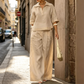 Women's Casual Top & Wide-Leg Pants Set