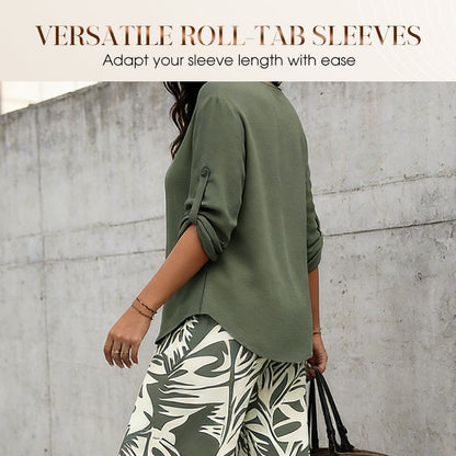 🌿Summer Cool Deal: 50% OFF!!🌿Women's V-Neck Blouse & Printed Wide-Leg Pants Set💃