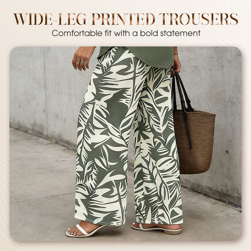 🌿Summer Cool Deal: 50% OFF!!🌿Women's V-Neck Blouse & Printed Wide-Leg Pants Set💃