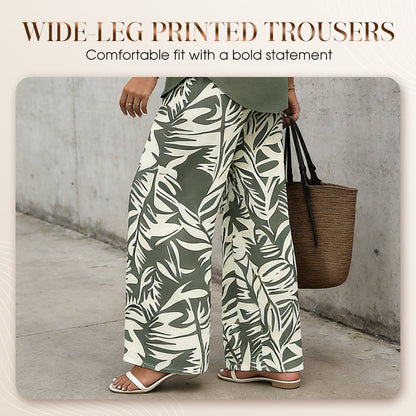 🌿Summer Cool Deal: 50% OFF!!🌿Women's V-Neck Blouse & Printed Wide-Leg Pants Set💃