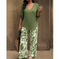 🌿Summer Cool Deal: 50% OFF!!🌿Women's V-Neck Blouse & Printed Wide-Leg Pants Set💃