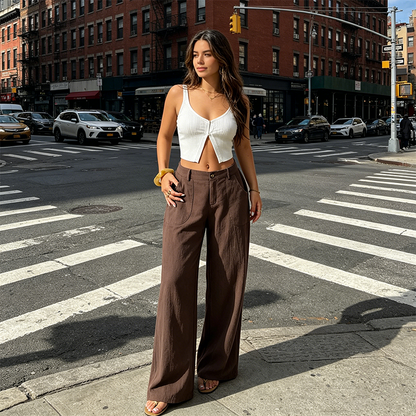 🔥LAST DAY 50% OFF ☀️🛍️Women's Summer Classical Cotton-Linen Lightweight Palazzo Pants