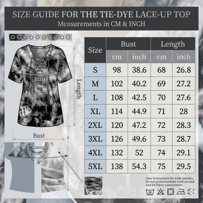 Women's Tie-Dye Lace-Up V-Neck T-Shirt