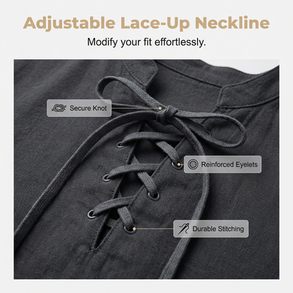 Men’s Casual Lace-Up Short Sleeve Shirt
