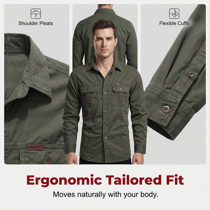 🔥Men's Long Sleeve Cotton Workwear Shirt
