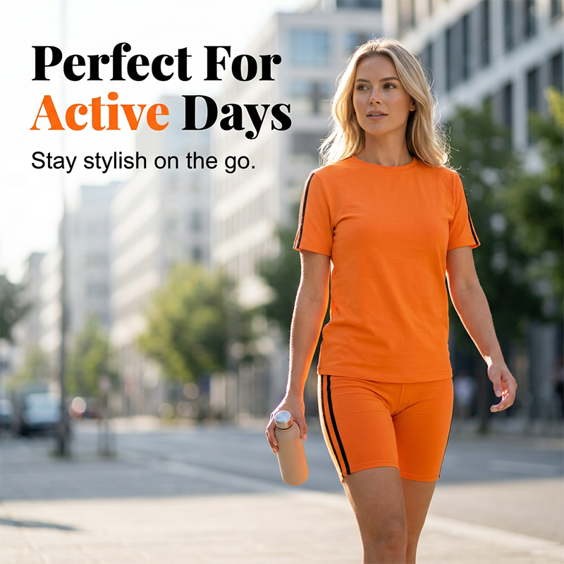🏃‍♀️ Stay Active & Stylish: Women's Casual Short-Sleeve Top And Shorts Set For Your Summer Vibes☀️