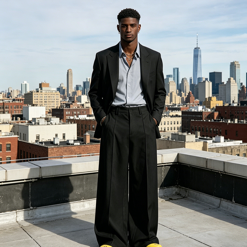 👖Wide Fit, Sharp Look 🌿Men's Minimalist Wide-Leg Pants-Structured Seams & Premium Fabric
