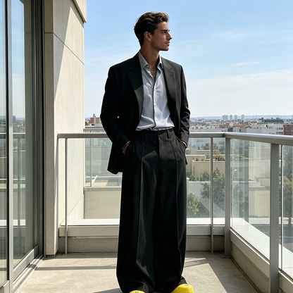 👖Wide Fit, Sharp Look 🌿Men's Minimalist Wide-Leg Pants-Structured Seams & Premium Fabric