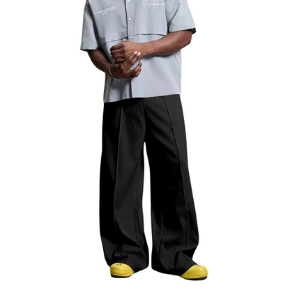 👖Wide Fit, Sharp Look 🌿Men's Minimalist Wide-Leg Pants-Structured Seams & Premium Fabric
