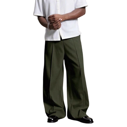 👖Wide Fit, Sharp Look 🌿Men's Minimalist Wide-Leg Pants-Structured Seams & Premium Fabric