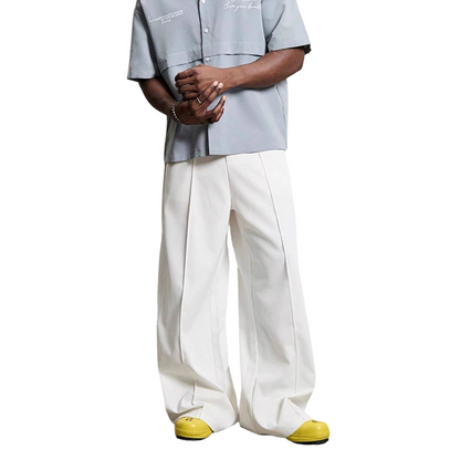 👖Wide Fit, Sharp Look 🌿Men's Minimalist Wide-Leg Pants-Structured Seams & Premium Fabric