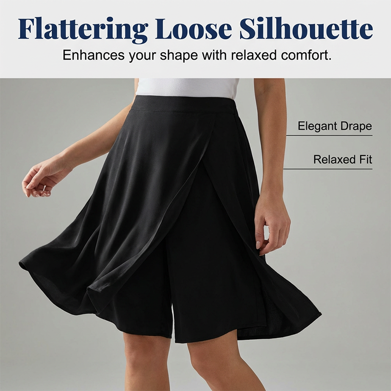 Women's Casual Elastic Waist Wrap Skort