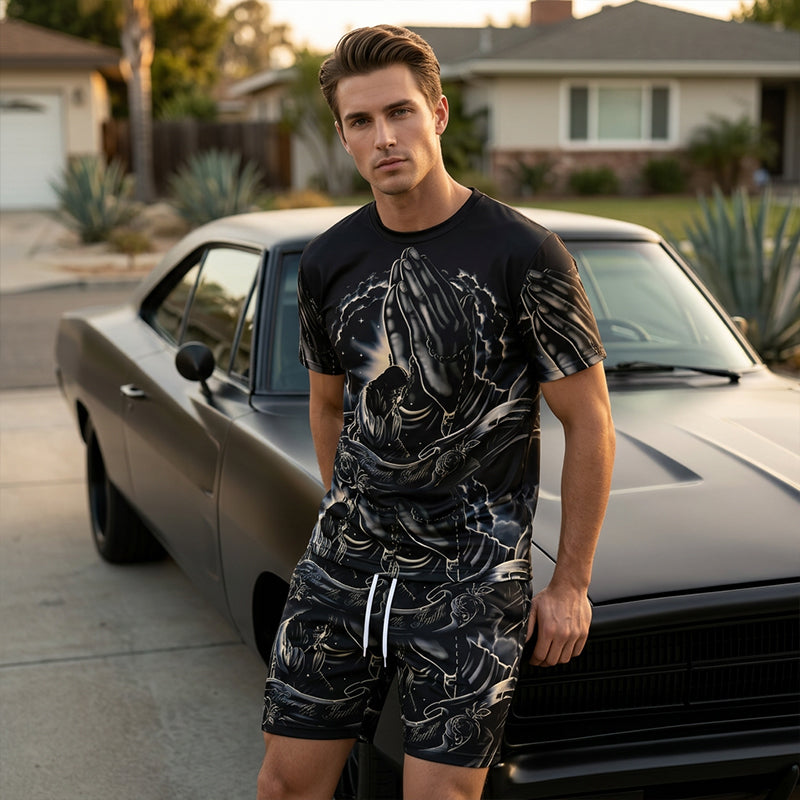 Men's Print T-Shirt & Shorts 2-Piece Set