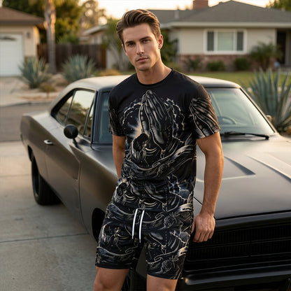 Men's Print T-Shirt & Shorts 2-Piece Set