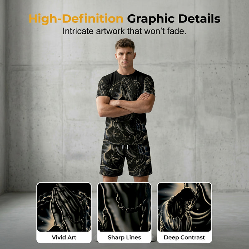 Men's Print T-Shirt & Shorts 2-Piece Set