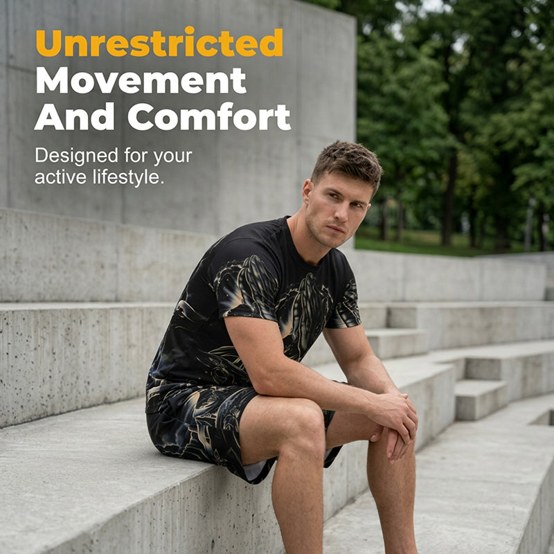 Men's Print T-Shirt & Shorts 2-Piece Set