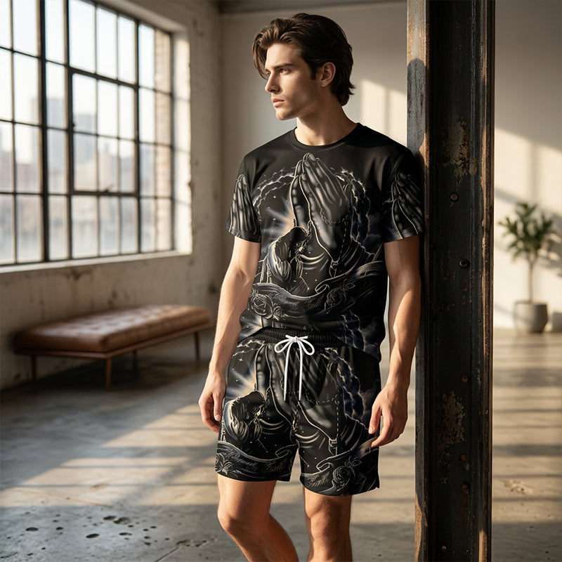 Men's Print T-Shirt & Shorts 2-Piece Set