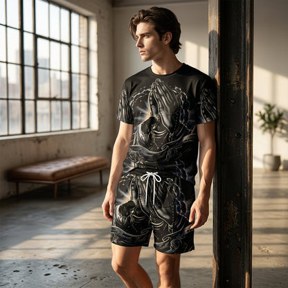 Men's Print T-Shirt & Shorts 2-Piece Set