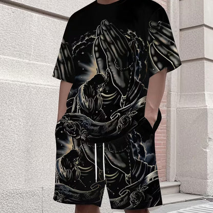 Men's Print T-Shirt & Shorts 2-Piece Set