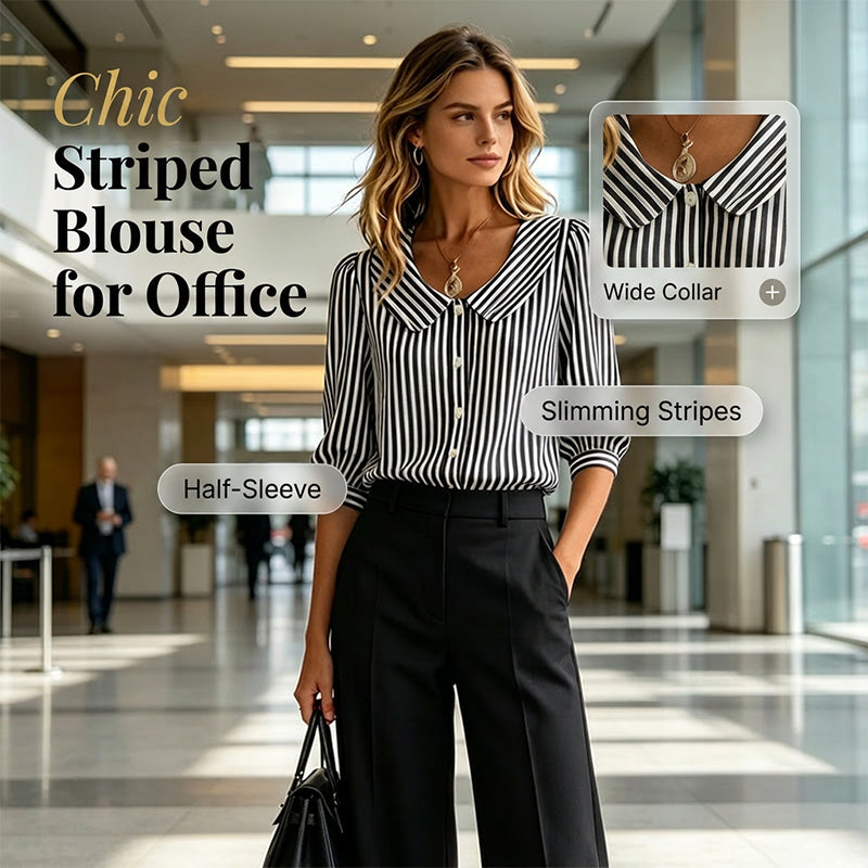 Summer Commuter Striped Button-Down Shirt