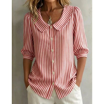 Summer Commuter Striped Button-Down Shirt