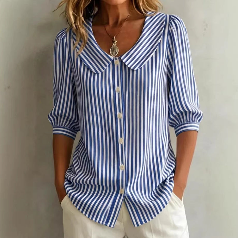 Summer Commuter Striped Button-Down Shirt