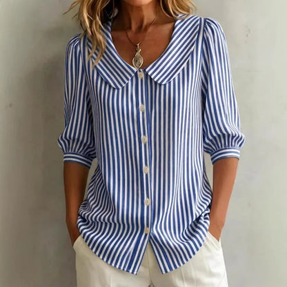 Summer Commuter Striped Button-Down Shirt