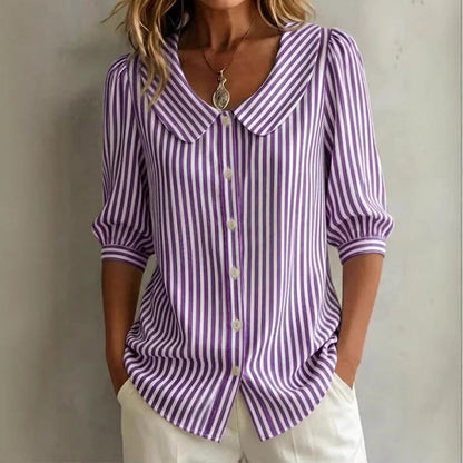 Summer Commuter Striped Button-Down Shirt