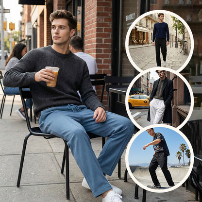 📢📢50% OFF !! ⏰Men's Elastic Waist Drawstring Straight Leg Pants
