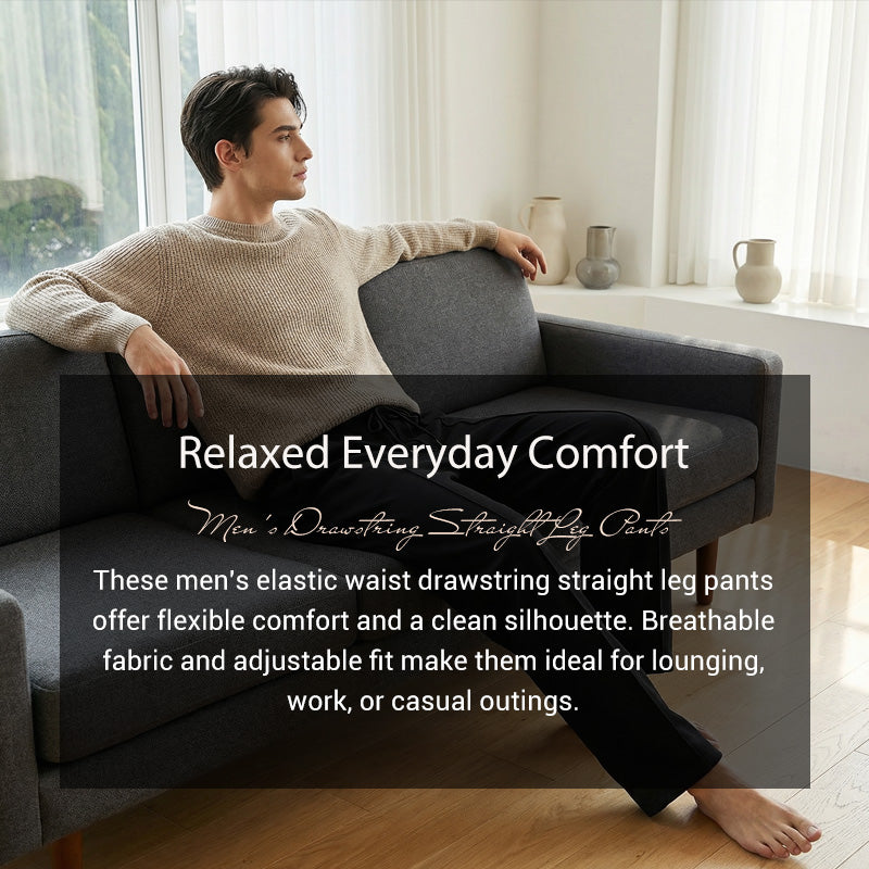 📢📢50% OFF !! ⏰Men's Elastic Waist Drawstring Straight Leg Pants