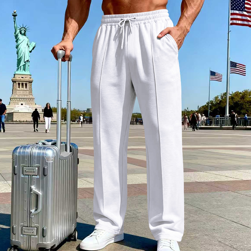 📢📢50% OFF !! ⏰Men's Elastic Waist Drawstring Straight Leg Pants