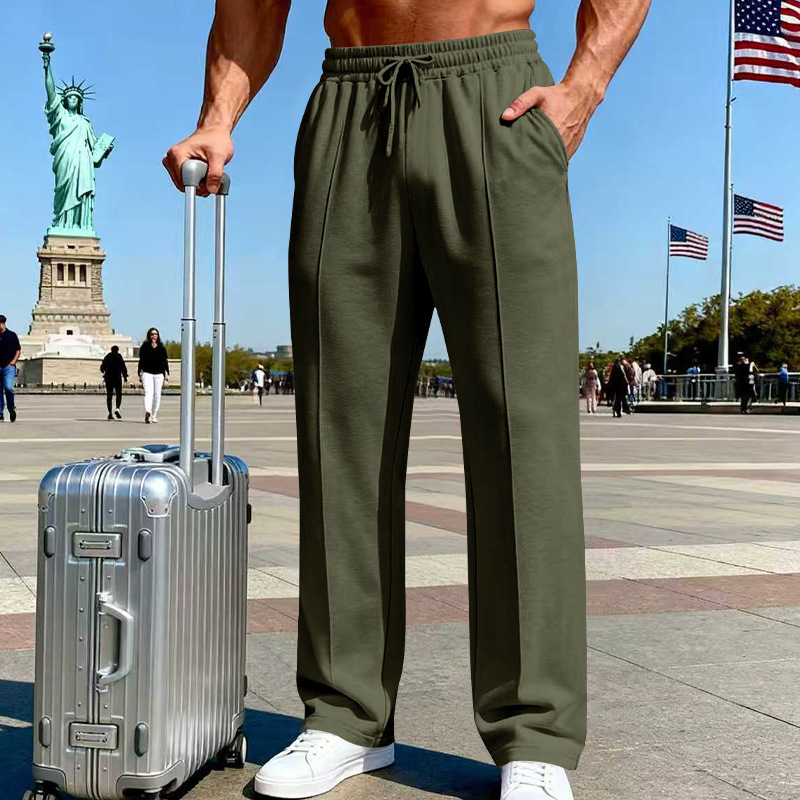 📢📢50% OFF !! ⏰Men's Elastic Waist Drawstring Straight Leg Pants