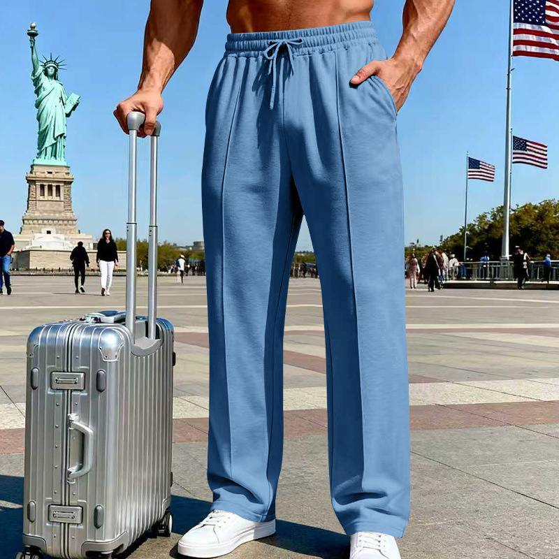📢📢50% OFF !! ⏰Men's Elastic Waist Drawstring Straight Leg Pants