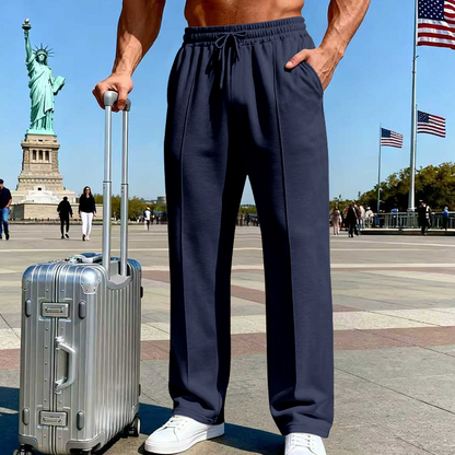 📢📢50% OFF !! ⏰Men's Elastic Waist Drawstring Straight Leg Pants