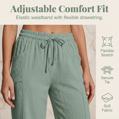 🏖️Summer Sale-50% OFF✨Women's Solid-Color Pleated Cotton-Linen Cropped Pants
